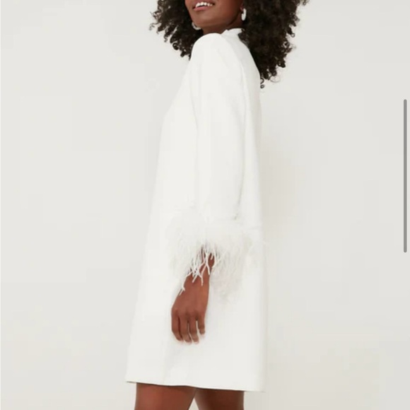 Perfect for Brides! Tuckernuck Elegant White Feather Trim Dress - Picture 3 of 6